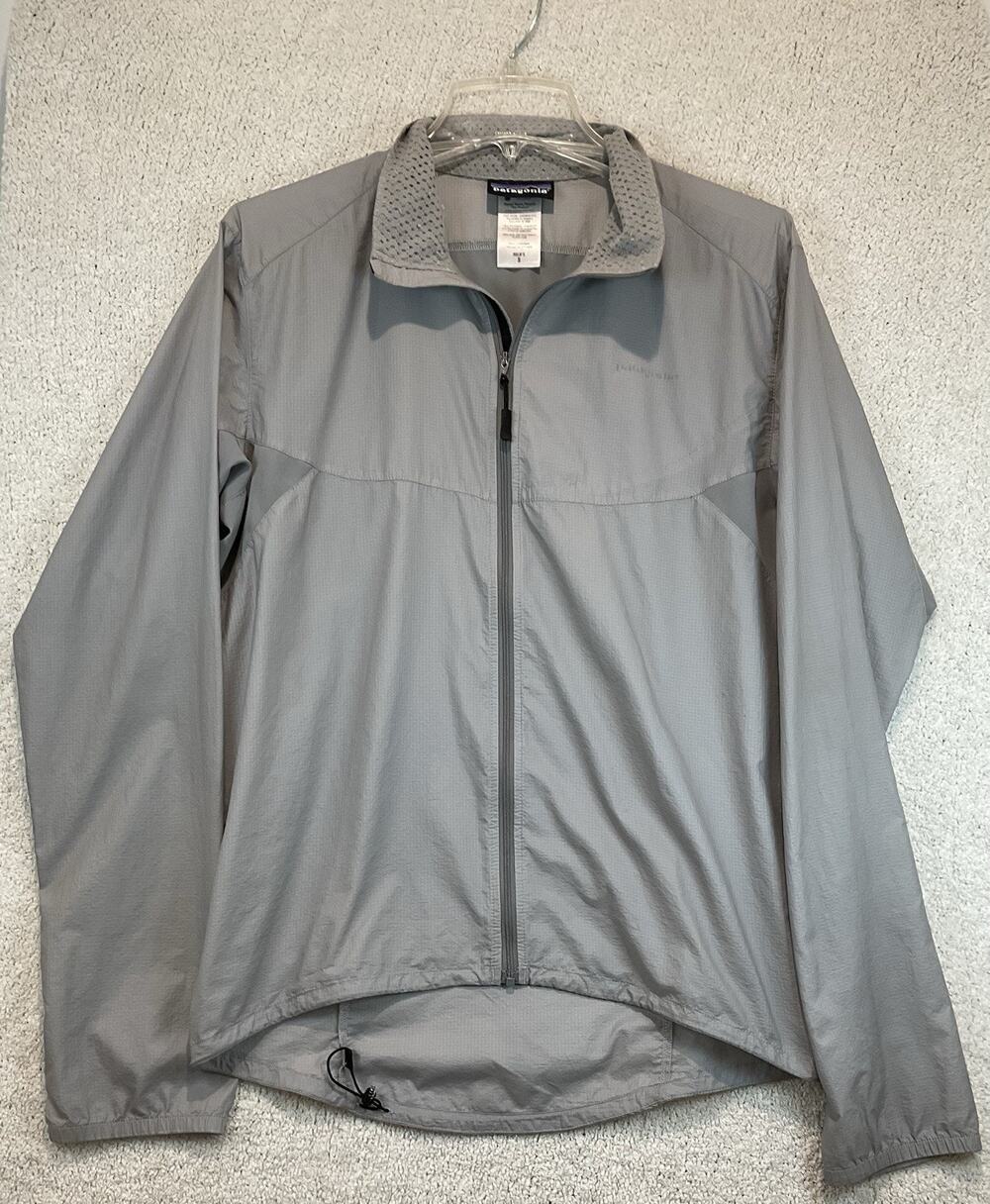 Patagonia Nine Trails Jacket Mens S Grey Full Zip Running Windbreaker